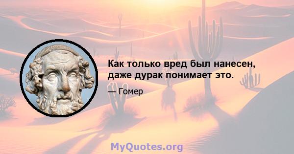 Как только вред был нанесен, даже дурак понимает это.