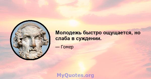 Молодежь быстро ощущается, но слаба в суждении.