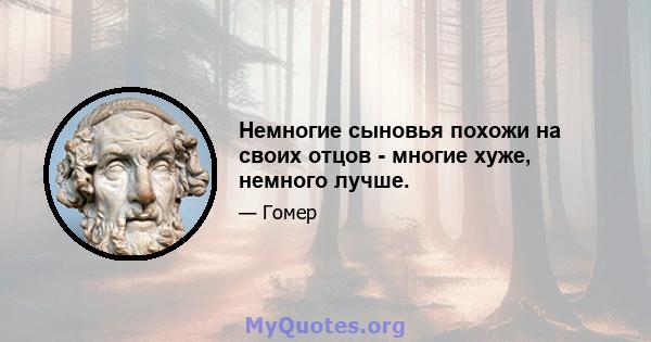 Немногие сыновья похожи на своих отцов - многие хуже, немного лучше.