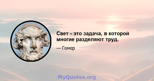 Свет - это задача, в которой многие разделяют труд.