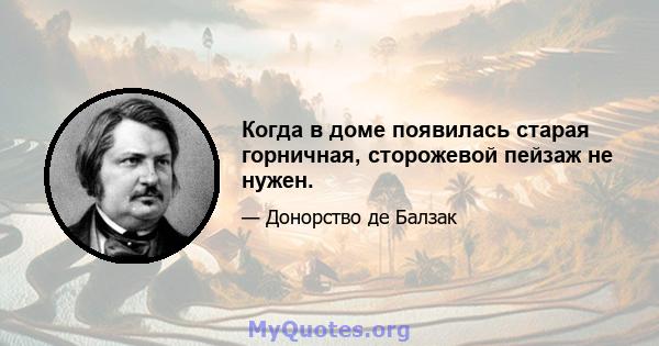 Когда в доме появилась старая горничная, сторожевой пейзаж не нужен.