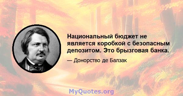 Национальный бюджет не является коробкой с безопасным депозитом. Это брызговая банка.