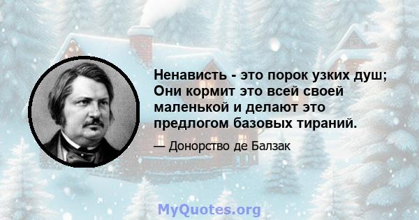 Ненависть - это порок узких душ; Они кормит это всей своей маленькой и делают это предлогом базовых тираний.