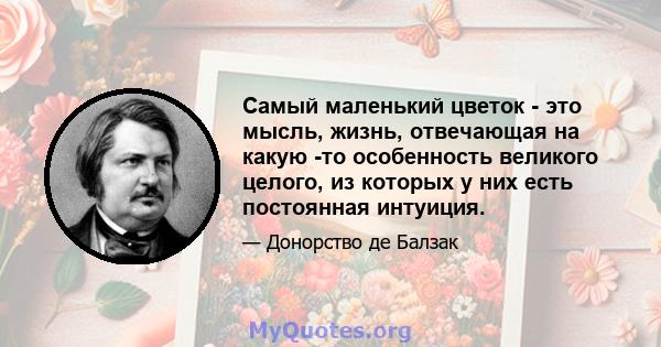 Самый маленький цветок - это мысль, жизнь, отвечающая на какую -то особенность великого целого, из которых у них есть постоянная интуиция.