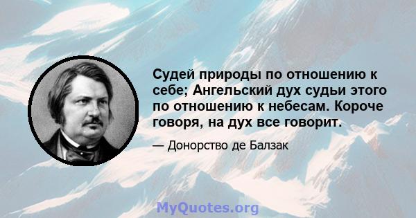 Судей природы по отношению к себе; Ангельский дух судьи этого по отношению к небесам. Короче говоря, на дух все говорит.