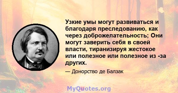 Узкие умы могут развиваться и благодаря преследованию, как через доброжелательность; Они могут заверить себя в своей власти, тиранизируя жестокое или полезное или полезное из -за других.