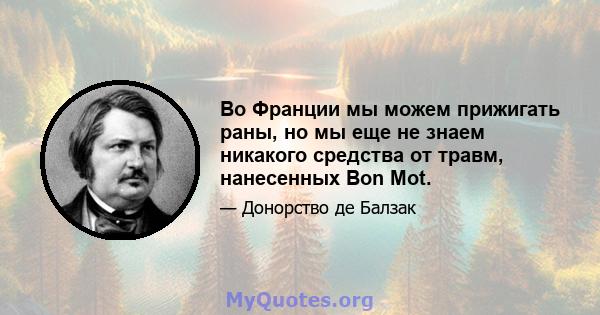 Во Франции мы можем прижигать раны, но мы еще не знаем никакого средства от травм, нанесенных Bon Mot.