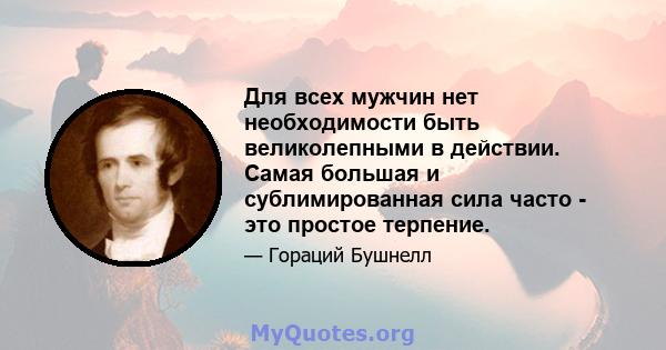 Для всех мужчин нет необходимости быть великолепными в действии. Самая большая и сублимированная сила часто - это простое терпение.