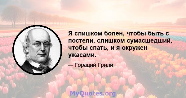 Я слишком болен, чтобы быть с постели, слишком сумасшедший, чтобы спать, и я окружен ужасами.