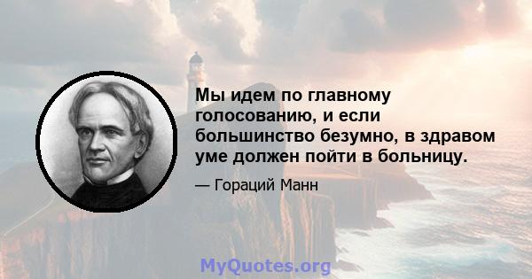 Мы идем по главному голосованию, и если большинство безумно, в здравом уме должен пойти в больницу.