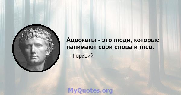 Адвокаты - это люди, которые нанимают свои слова и гнев.