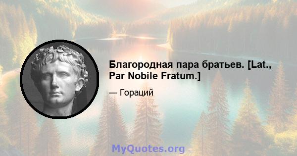 Благородная пара братьев. [Lat., Par Nobile Fratum.]