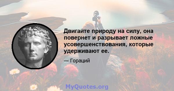 Двигайте природу на силу, она повернет и разрывает ложные усовершенствования, которые удерживают ее.