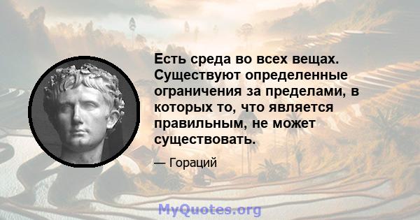 Есть среда во всех вещах. Существуют определенные ограничения за пределами, в которых то, что является правильным, не может существовать.