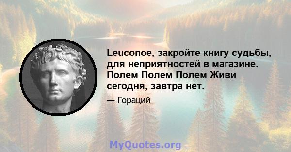 Leuconoe, закройте книгу судьбы, для неприятностей в магазине. Полем Полем Полем Живи сегодня, завтра нет.