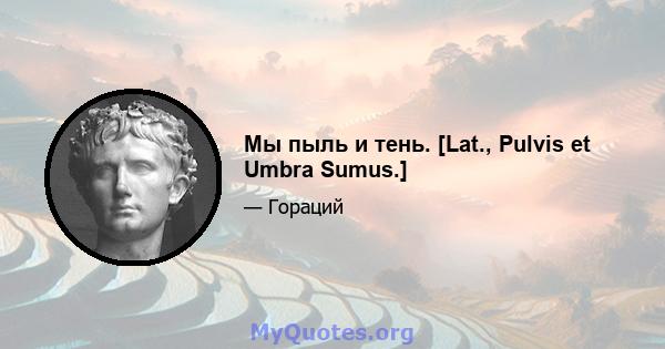 Мы пыль и тень. [Lat., Pulvis et Umbra Sumus.]