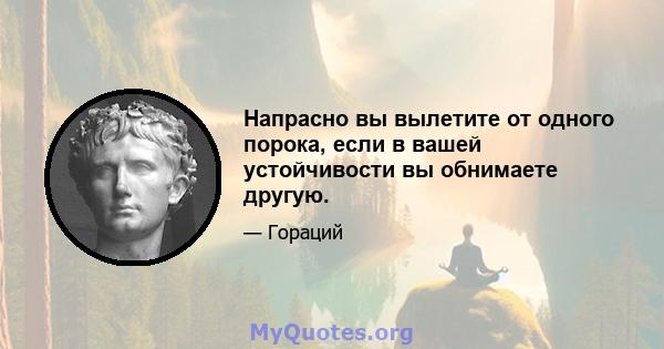 Напрасно вы вылетите от одного порока, если в вашей устойчивости вы обнимаете другую.