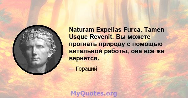 Naturam Expellas Furca, Tamen Usque Revenit. Вы можете прогнать природу с помощью витальной работы, она все же вернется.