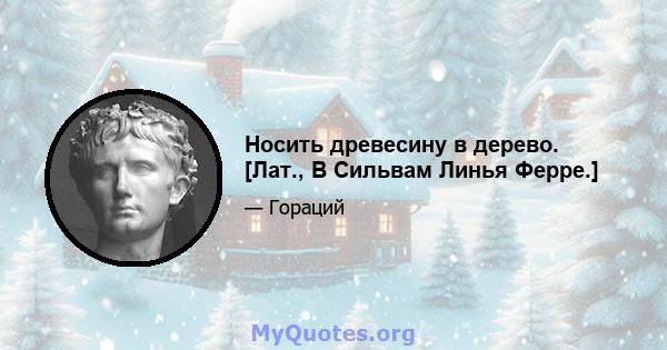 Носить древесину в дерево. [Лат., В Сильвам Линья Ферре.]