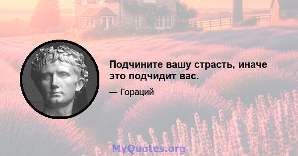 Подчините вашу страсть, иначе это подчидит вас.