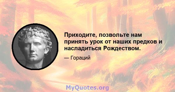 Приходите, позвольте нам принять урок от наших предков и насладиться Рождеством.