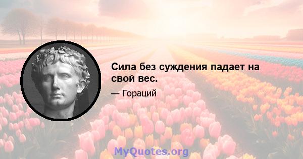 Сила без суждения падает на свой вес.