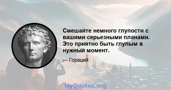 Смешайте немного глупости с вашими серьезными планами. Это приятно быть глупым в нужный момент.