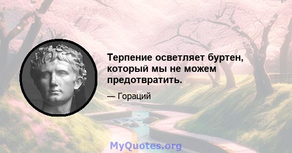 Терпение осветляет буртен, который мы не можем предотвратить.