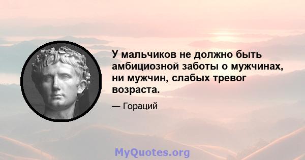 У мальчиков не должно быть амбициозной заботы о мужчинах, ни мужчин, слабых тревог возраста.