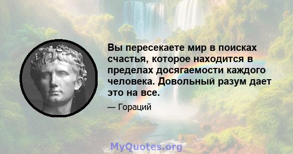 Вы пересекаете мир в поисках счастья, которое находится в пределах досягаемости каждого человека. Довольный разум дает это на все.