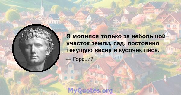 Я молился только за небольшой участок земли, сад, постоянно текущую весну и кусочек леса.