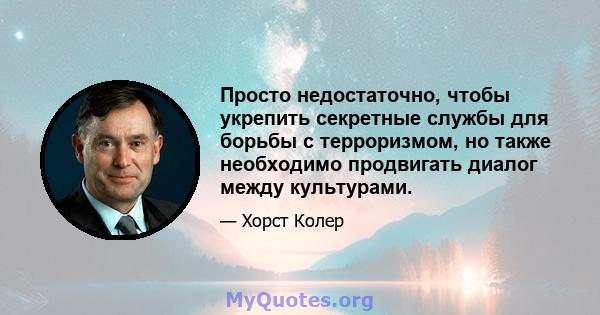 Просто недостаточно, чтобы укрепить секретные службы для борьбы с терроризмом, но также необходимо продвигать диалог между культурами.