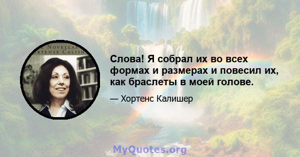 Слова! Я собрал их во всех формах и размерах и повесил их, как браслеты в моей голове.