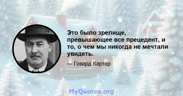 Это было зрелище, превышающее все прецедент, и то, о чем мы никогда не мечтали увидеть.