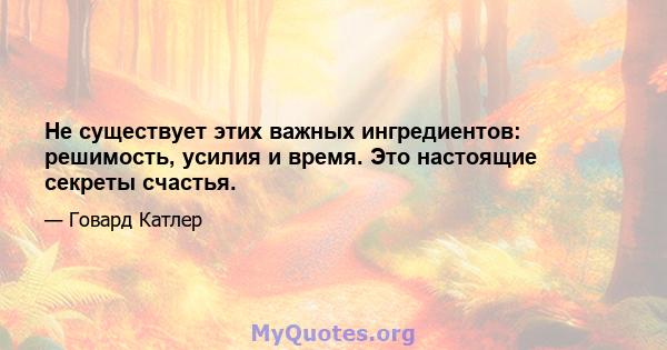 Не существует этих важных ингредиентов: решимость, усилия и время. Это настоящие секреты счастья.