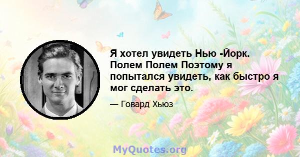 Я хотел увидеть Нью -Йорк. Полем Полем Поэтому я попытался увидеть, как быстро я мог сделать это.