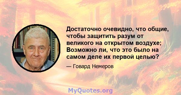 Достаточно очевидно, что общие, чтобы защитить разум от великого на открытом воздухе; Возможно ли, что это было на самом деле их первой целью?