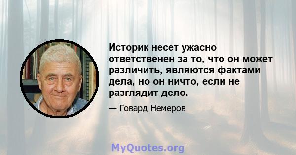 Историк несет ужасно ответственен за то, что он может различить, являются фактами дела, но он ничто, если не разглядит дело.