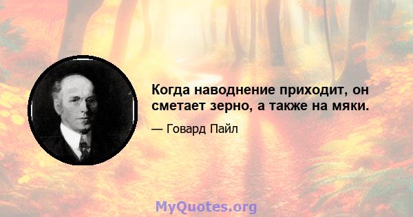 Когда наводнение приходит, он сметает зерно, а также на мяки.