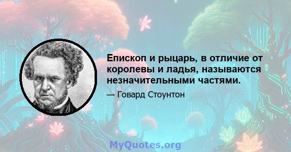 Епископ и рыцарь, в отличие от королевы и ладья, называются незначительными частями.