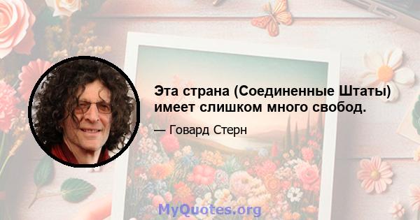 Эта страна (Соединенные Штаты) имеет слишком много свобод.