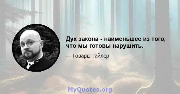 Дух закона - наименьшее из того, что мы готовы нарушить.