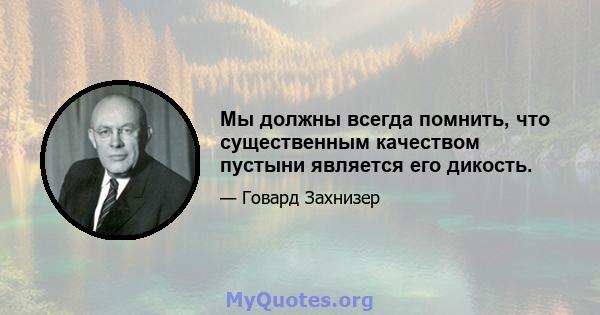 Мы должны всегда помнить, что существенным качеством пустыни является его дикость.