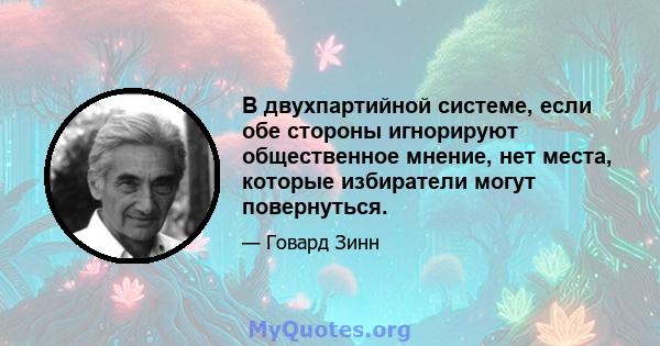 В двухпартийной системе, если обе стороны игнорируют общественное мнение, нет места, которые избиратели могут повернуться.