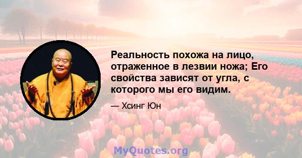 Реальность похожа на лицо, отраженное в лезвии ножа; Его свойства зависят от угла, с которого мы его видим.