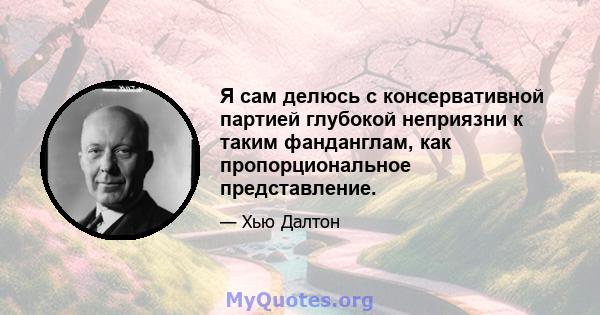 Я сам делюсь с консервативной партией глубокой неприязни к таким фанданглам, как пропорциональное представление.