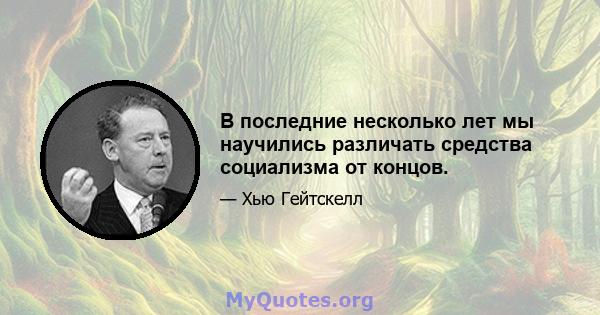 В последние несколько лет мы научились различать средства социализма от концов.