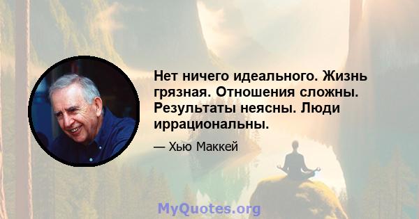 Нет ничего идеального. Жизнь грязная. Отношения сложны. Результаты неясны. Люди иррациональны.