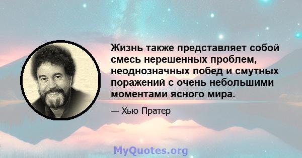 Жизнь также представляет собой смесь нерешенных проблем, неоднозначных побед и смутных поражений с очень небольшими моментами ясного мира.