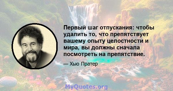 Первый шаг отпускания: чтобы удалить то, что препятствует вашему опыту целостности и мира, вы должны сначала посмотреть на препятствие.